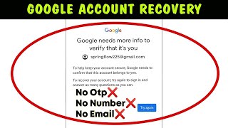 Google Account Recovery  Gmail Recover kaise kare  How To Recover Gmail Account [upl. by Brigida]