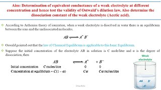 Testing the validity of Ostwald’s dilution lawDetermination of dissociation constant of Acetic acid [upl. by Fugazy]