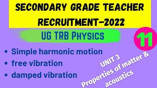 simple harmonic motion  free vibration  damped vibration  ug trb physics [upl. by Pine]