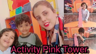 Pink Tower activity  Montessori Activity Fine moter skill  EducationMontessori [upl. by Elleirad]