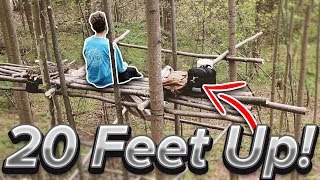 Hammocking 20 feet High Up A Tree Solo Overnight Camping [upl. by Eirollam498]