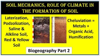 Soil Mechanics I Role of Climate in the formation of soil I Cheluviation I Humification I Part 2 [upl. by Harihs]