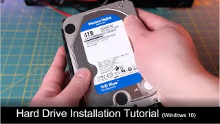 Desktop Hard Drive Installation Tutorial  Western Digital Blue 4TB  Initialization  Benchmark [upl. by Brey]