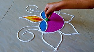 Peacock Rangoli Design For Diwali 2023  Diya Rangoli Design  Easy Kolam Design  Deepavali Muggulu [upl. by Ibbetson]