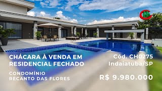 🔑 Chácara à venda no Condomínio Recanto das Flores em IndaiatubaSP  CodCH0275 [upl. by Ydurt]