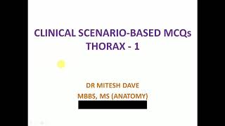 Clinical Anatomy scenariobased problem solving cases Thorax  1  By Dr Mitesh Dave [upl. by Anair]