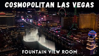 The Cosmopolitan Las Vegas  Terrace Suite Fountain View Room Night Time [upl. by Akimehs]