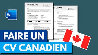 Comment Faire un CV Canadien 2024  Normes et Modèle Gratuit [upl. by Noyart]