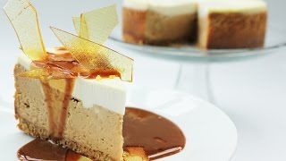 ชีสเค้กดูลเซเดเลเช่กับแผ่นทอฟฟี่ Dulce De Leche Cheesecake with Toffee [upl. by Ewnihc]