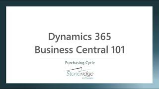 D365 Business Central 101 Purchasing Cycle [upl. by Kalil]