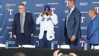 Texas Rangers welcomes first round draft pick Kumar Rocker [upl. by Shawn]