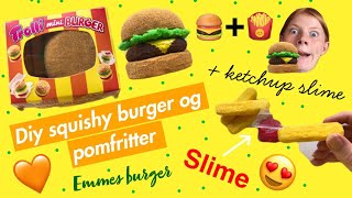 😃DIY BURGER OG POMFRITTER SQUISHIES  ketchup slim😃 [upl. by Lauree]