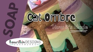 Cat Ombre Soap with Cat Soap Dough Embed  LD Soapworks [upl. by Einnim]