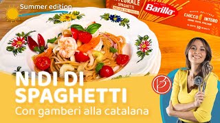 Nidi di spaghetti integrali con catalana di gamberi  Benedetta Parodi Official [upl. by Saied]