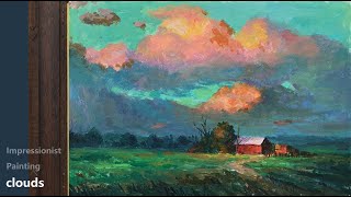 Impressionist Landscape  Easy Acrylic Painting  Sunset Scene [upl. by Enyamrahs111]