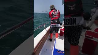 Queenfish fight Micro jigging Dubai shorts fishing [upl. by Notsuoh]