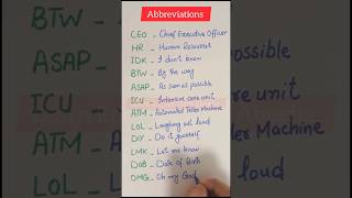 Most Common Abbreviations In English abbreviation abbreviations easyenglish [upl. by Tsnre317]