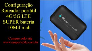 Instalação e configuração senha Roteador portátil WiFi 4G5G super bateria 10Mil mah [upl. by Cesya]