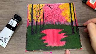 A Cold Autumn Forest Painting  Acrylic Painting for Beginners [upl. by Violet]