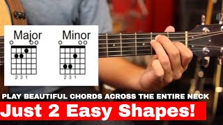 How To Play EASY Guitar Chords That Sound Beautiful  Across The Entire Neck Key of E [upl. by Tallbot]