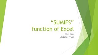 SUMIFS Function of Excel [upl. by Ehctav973]