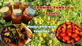 🇵🇭🇨🇦Harvesting amp Canning Tomatoes Cooking Prawns amp Mussels Stew [upl. by Tallia]