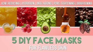 5 DIY FACE MASKS for flawless skin  Homemade Natural ACNE remedies  Anti Ageing etc  PEACHY [upl. by Shepherd]