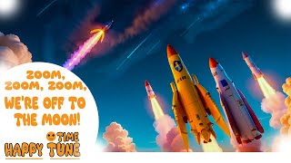 Zoom Zoom Zoom Were Off to the Moon  Happy Tune Time amp Kids Rhymes Nursery Song [upl. by Okir]