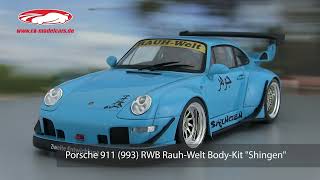 ckmodelcarsvideo Porsche 911 993 RWB RauhWelt BodyKit Shingen 2018 Miami blau Solido [upl. by Xino]