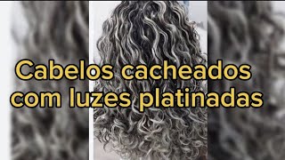 Cabelos cacheados com luzes platinadasinspirações cabelo platinado onduladocrespo [upl. by Lander]