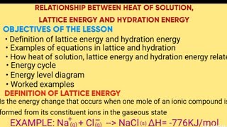 FORM 4 HEAT OF SOLUTION LATTICE AND HYDRATION ENERGY [upl. by Giverin420]