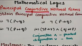 btech maths hub 7050 Principal Conjunctive Normal Forms MFCS DMS  Mathematical Logics Problems [upl. by Stelmach]