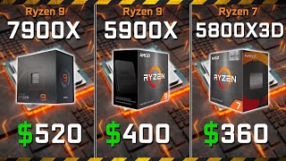 Ryzen 9 7900X vs Ryzen 9 5900X vs Ryzen 7 5800X3D  Which CPU should you buy in 2023 [upl. by Brindle715]