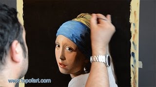 Art Reproduction Vermeer  The Girl with a Pearl Earring HandPainted Step by Step [upl. by Haek]