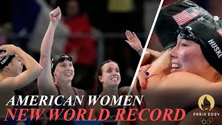 American Women Set 4x100 Medley World Record  Paris Olympics 2024 [upl. by Natelson725]