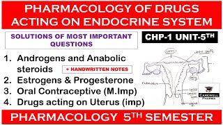 Solution Unit 5  Pharmacology of drugs acting on endocrine system complete  Pharmacology 5 sem [upl. by Yelahc]