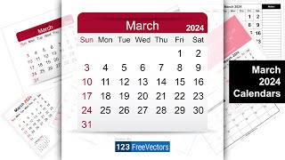 March 2024 Calendar  123FreeVectors [upl. by Erbas]