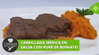 Cómetelo  Carrillada ibérica en salsa con puré de boniato [upl. by Weinert]