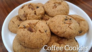 Coffee Cookies  Coffee White Chocolate Cookies  Eggless Coffee Cookies Recipe [upl. by Nongim]