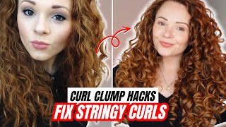 HOW TO FIX STRINGY CURLS amp CREATE BIGGER CURL CLUMPS  curl clump hacks for defined ringlets [upl. by Teresina414]