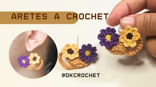 Hermosos ARETES tacita con flores a CROCHET tutorial muy fácil [upl. by Sabba]