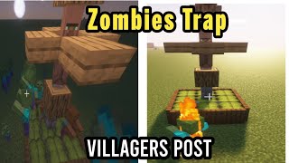 Zombies Trap with villager 🧟🧟‍♂️ in Minecraft 😱 minecraft [upl. by Ojeibbob]