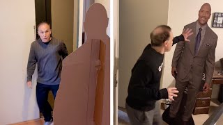 GUY SCARES DAD WITH LIFESIZED CUTOUT OF THE ROCK Dad Fails [upl. by Sayce440]