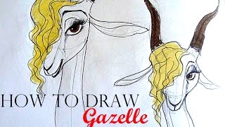 HOW TO DRAW Gazelle Zootopia  10 quick sketches  Speed drawing request [upl. by Udele]