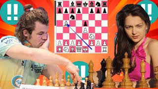 Perfect chess game 154 Magnus Carlsen vs Alexandra Kosteniuk [upl. by Nonnaehr]