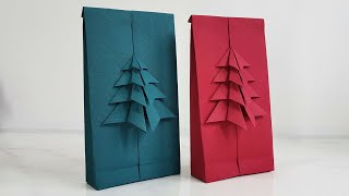 Christmas Gift Wrapping Ideas  How To Make A Paper Gift Bag Out Of Wrapping Paper [upl. by Tolmann]