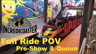 The Incredicoaster PIXAR Pier at Disney California Adventure Full Queue PreShow Ride POV [upl. by Kcirrag865]