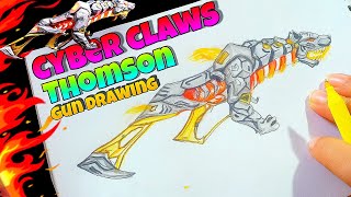 FREE FIRE DRAWING  THOMSON CYBER CLAWS  GUN SKIN DRAWING  FF GUN DRAWING  FF MAX DRAWING [upl. by Acinnad]