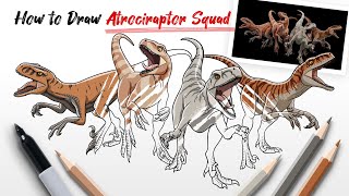 How to Draw Atrociraptor Squad dinosaurs from Jurassic World Dominion Easy Step By Step [upl. by Munafo13]