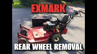 Exmark Walk behind mower  Rear Wheel Removal [upl. by Attennhoj784]